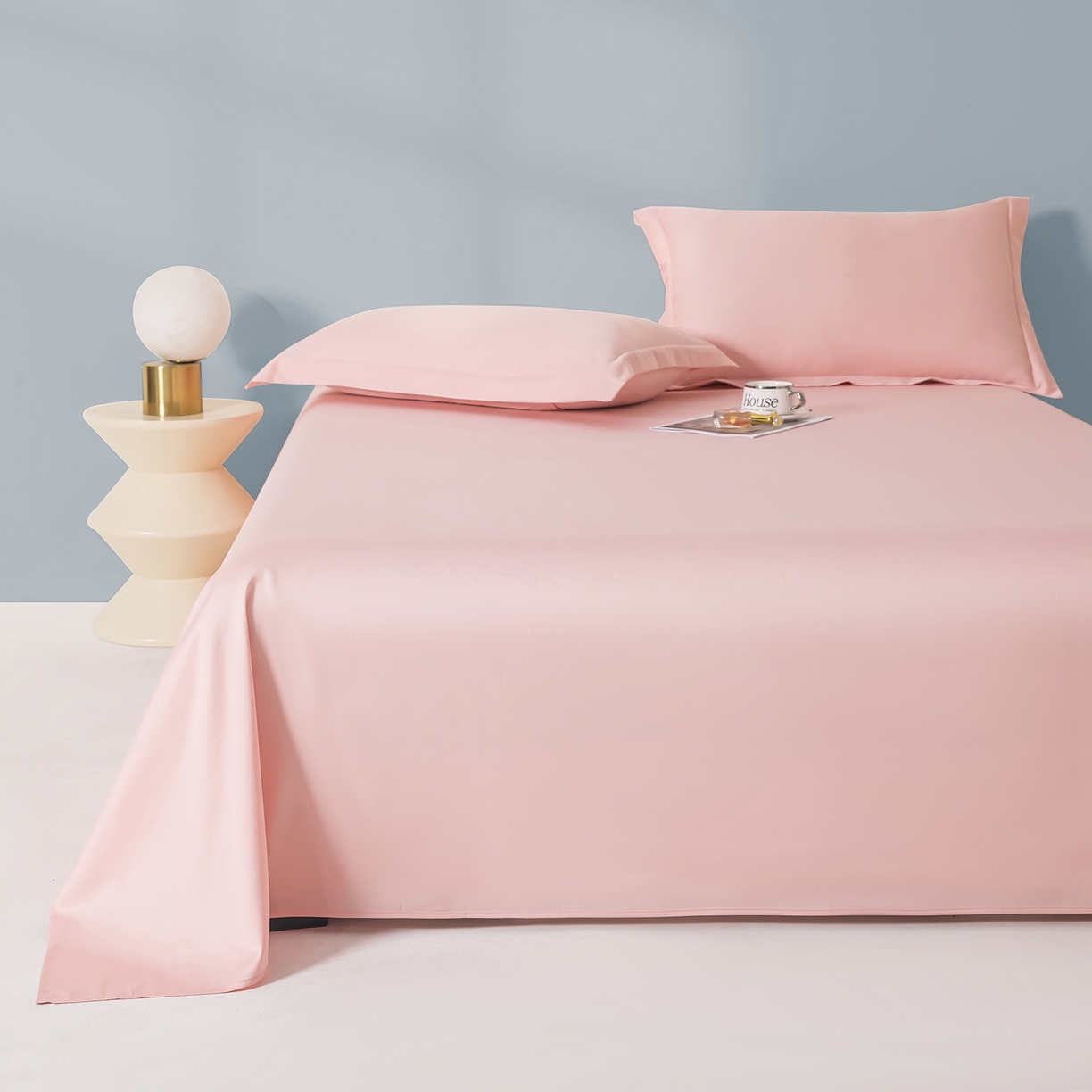 91家纺网 家纺一手货源 找家纺 佑金甜 2026新款A类60支新疆长绒棉纯棉床单系列单品床单床单单件 落樱粉