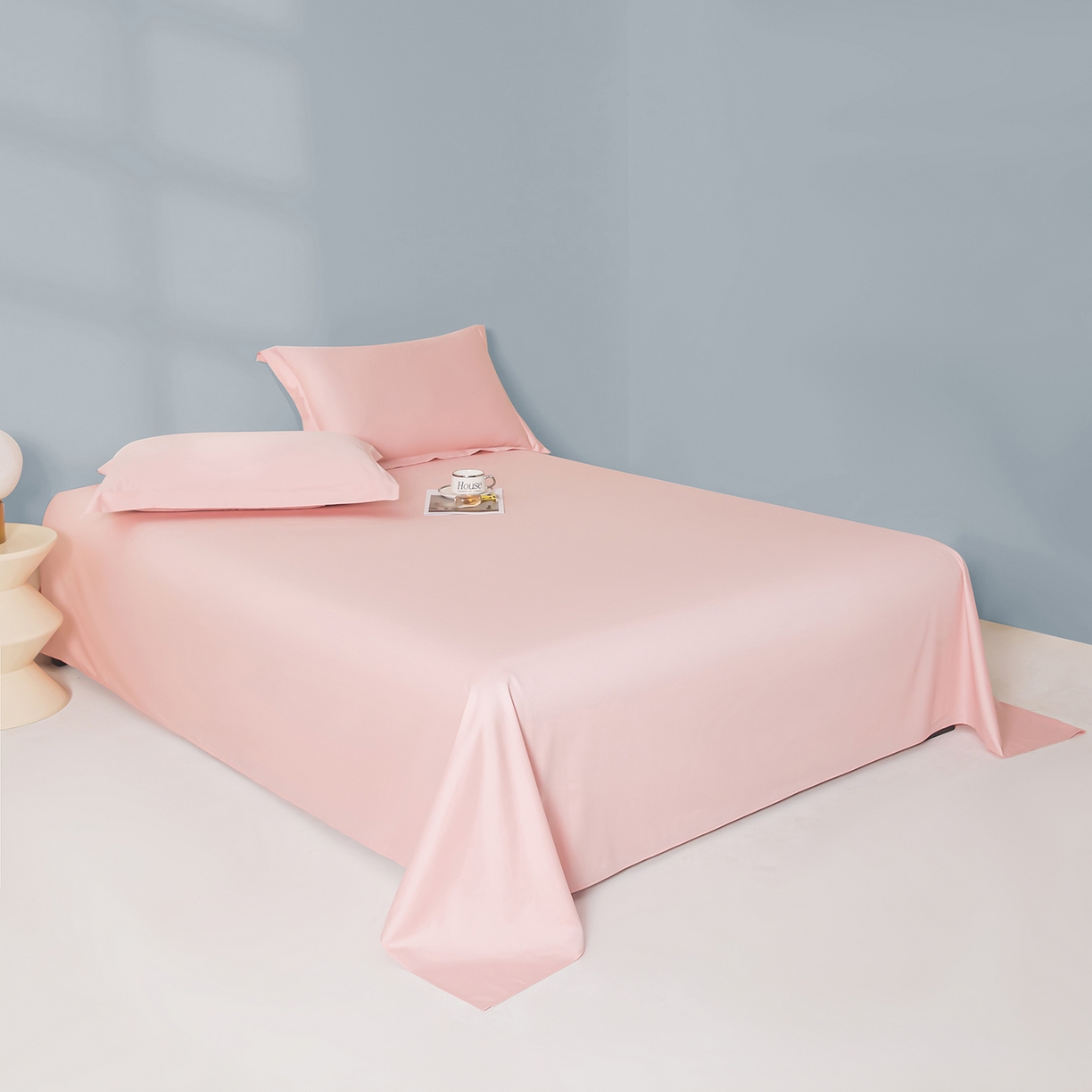 91家纺网 家纺一手货源 找家纺 佑金甜 2026新款A类60支新疆长绒棉纯棉床单系列单品床单床单单件 落樱粉