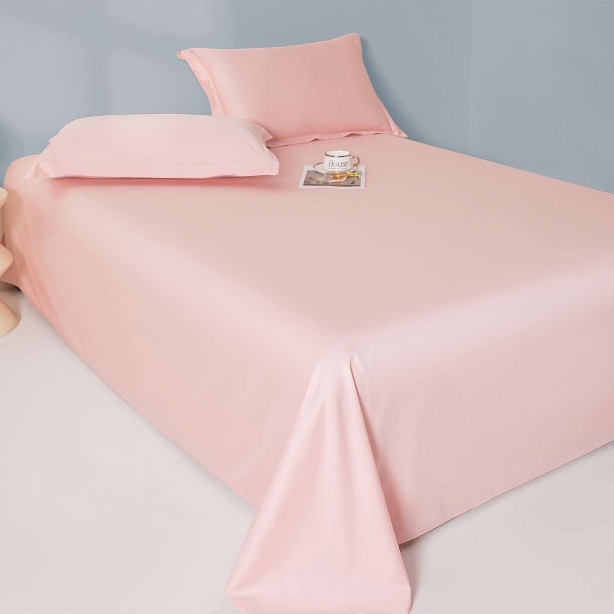 91家纺网 家纺一手货源 找家纺 佑金甜 2026新款A类60支新疆长绒棉纯棉床单系列单品床单床单单件 落樱粉