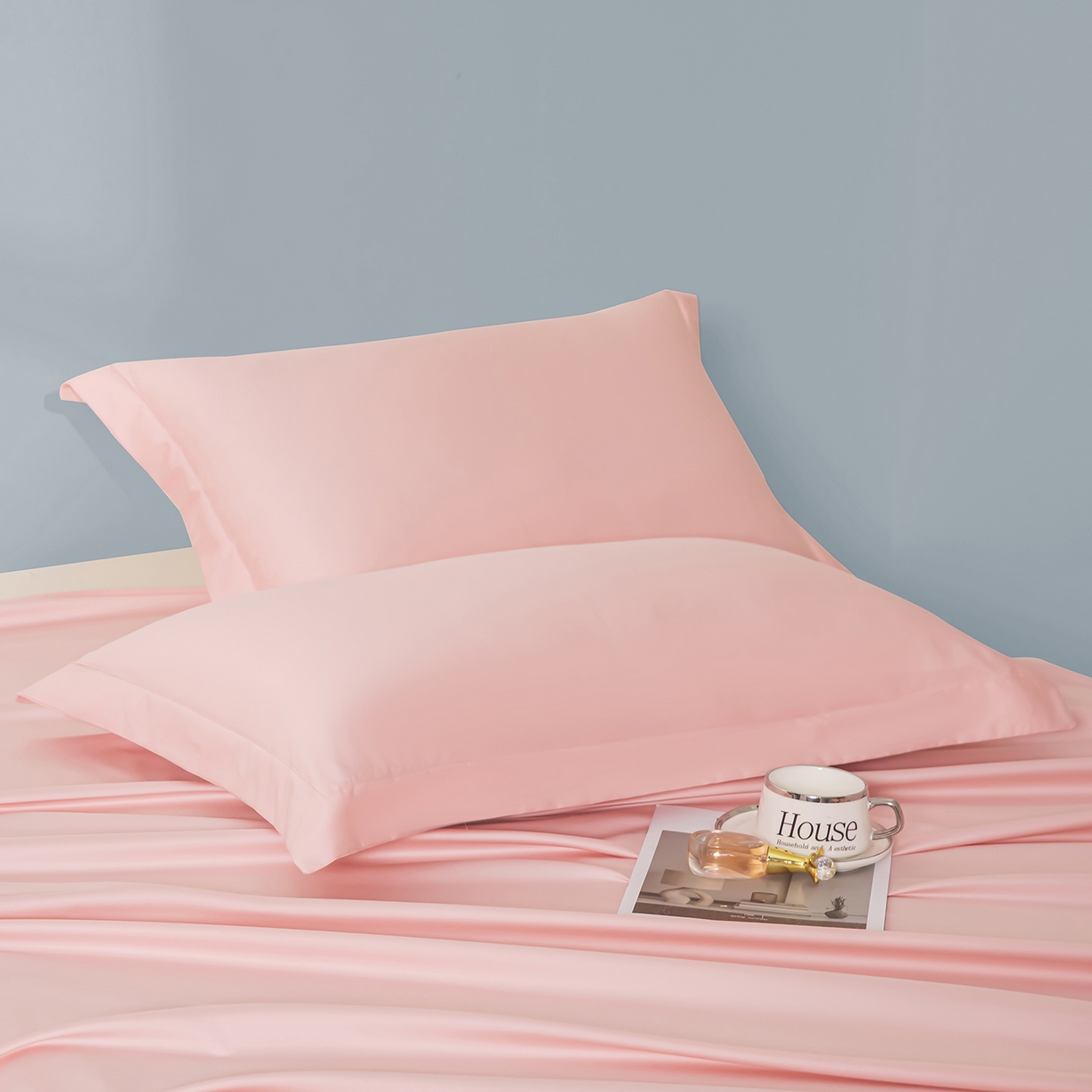 91家纺网 家纺一手货源 找家纺 佑金甜 2026新款A类60支新疆长绒棉纯棉床单系列单品床单床单单件 落樱粉