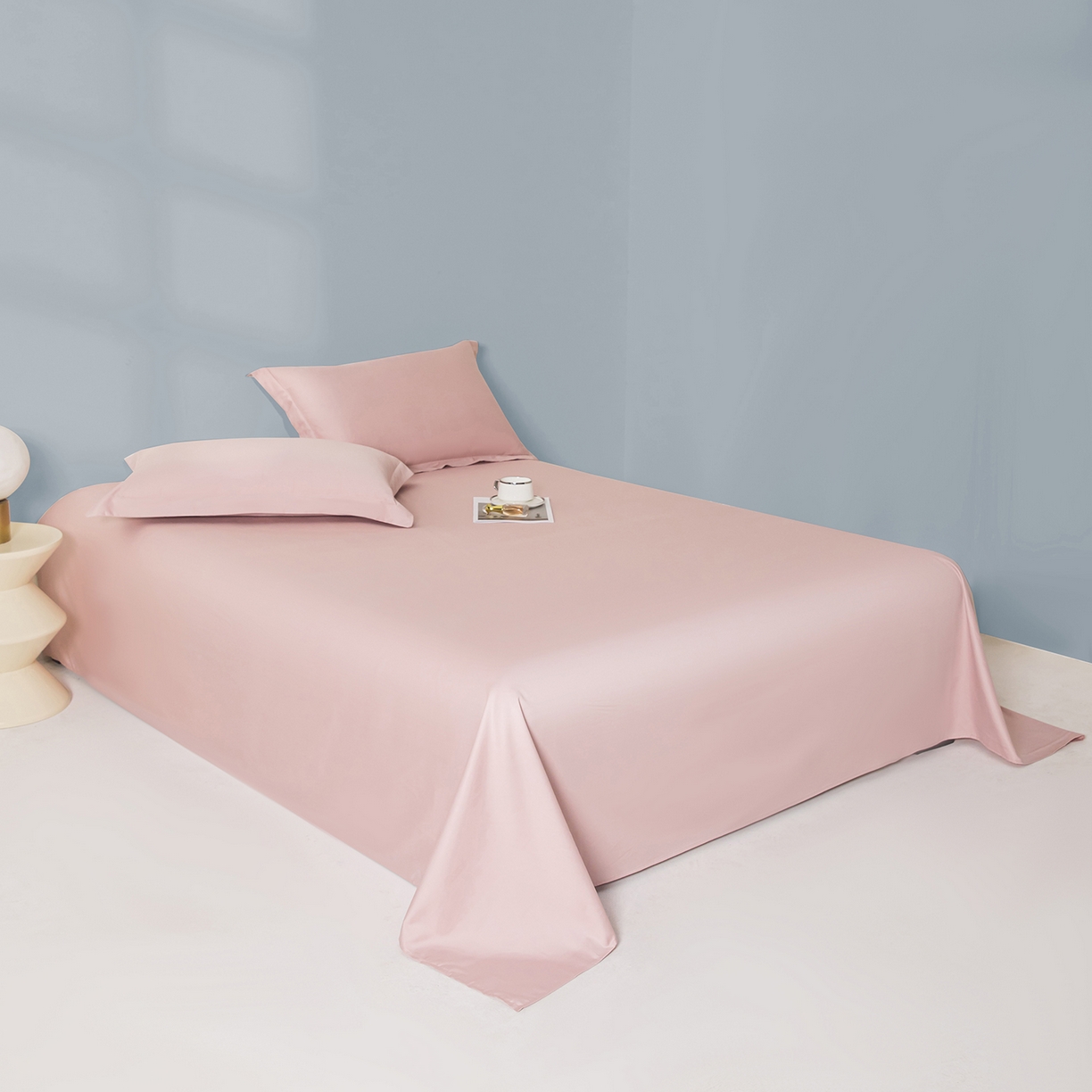 91家纺网 家纺一手货源 找家纺 佑金甜 2026新款A类60支新疆长绒棉纯棉床单系列单品床单床单单件 杏花粉