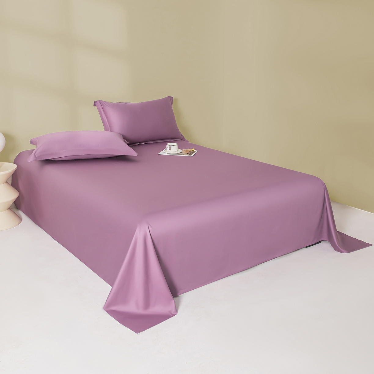 91家纺网 家纺一手货源 找家纺 佑金甜 2026新款A类60支新疆长绒棉纯棉床单系列单品床单床单单件 紫瑞