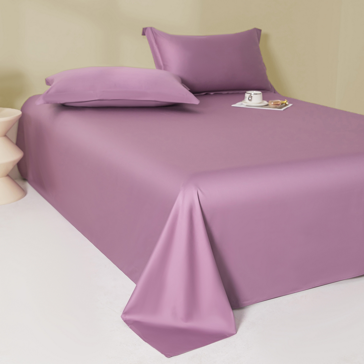 91家纺网 家纺一手货源 找家纺 佑金甜 2026新款A类60支新疆长绒棉纯棉床单系列单品床单床单单件 紫瑞