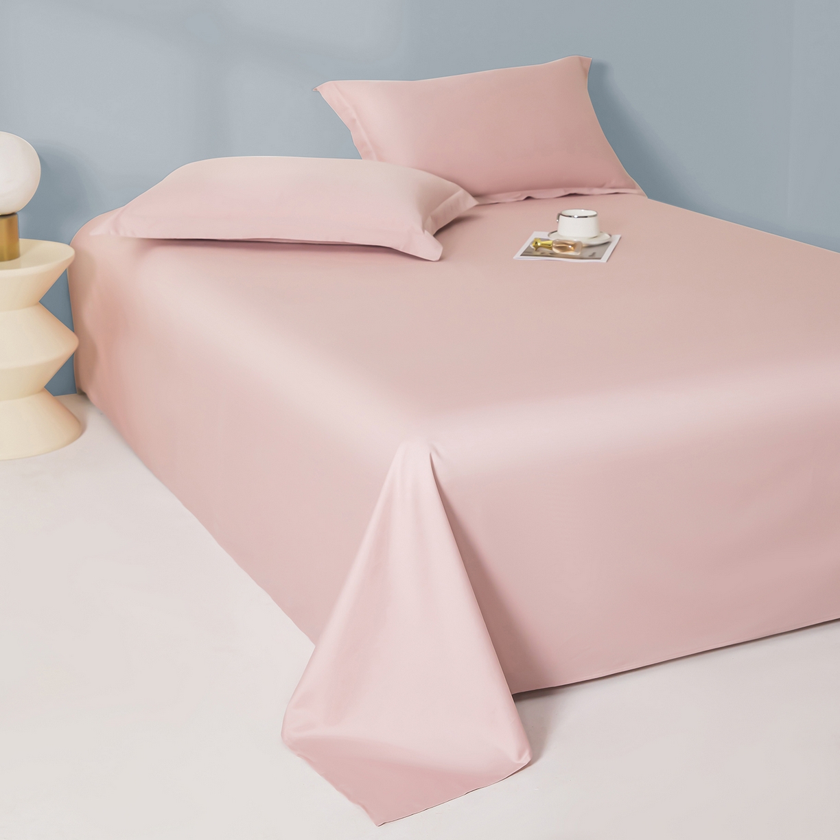 91家纺网 家纺一手货源 找家纺 佑金甜 2026新款A类60支新疆长绒棉纯棉床单系列单品床单床单单件 杏花粉