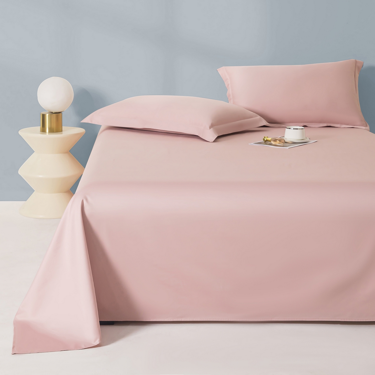 91家纺网 家纺一手货源 找家纺 佑金甜 2026新款A类60支新疆长绒棉纯棉床单系列单品床单床单单件 杏花粉