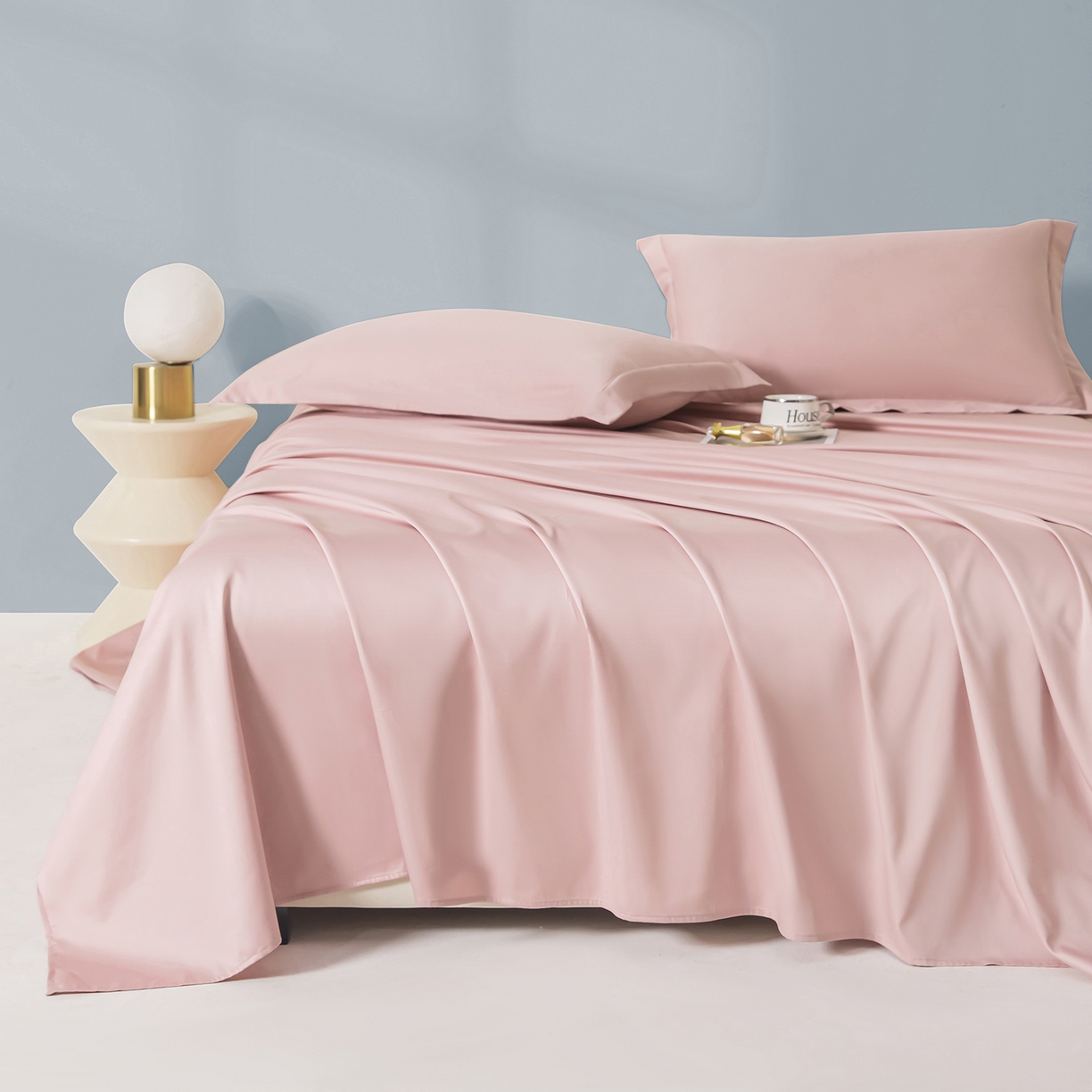 91家纺网 家纺一手货源 找家纺 佑金甜 2026新款A类60支新疆长绒棉纯棉床单系列单品床单床单单件 杏花粉