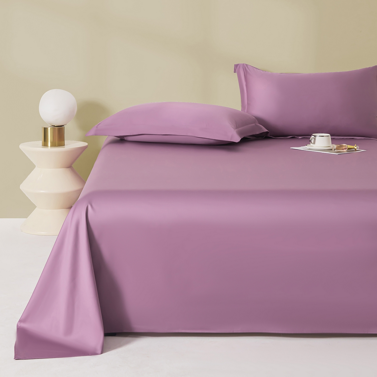 91家纺网 家纺一手货源 找家纺 佑金甜 2026新款A类60支新疆长绒棉纯棉床单系列单品床单床单单件 紫瑞