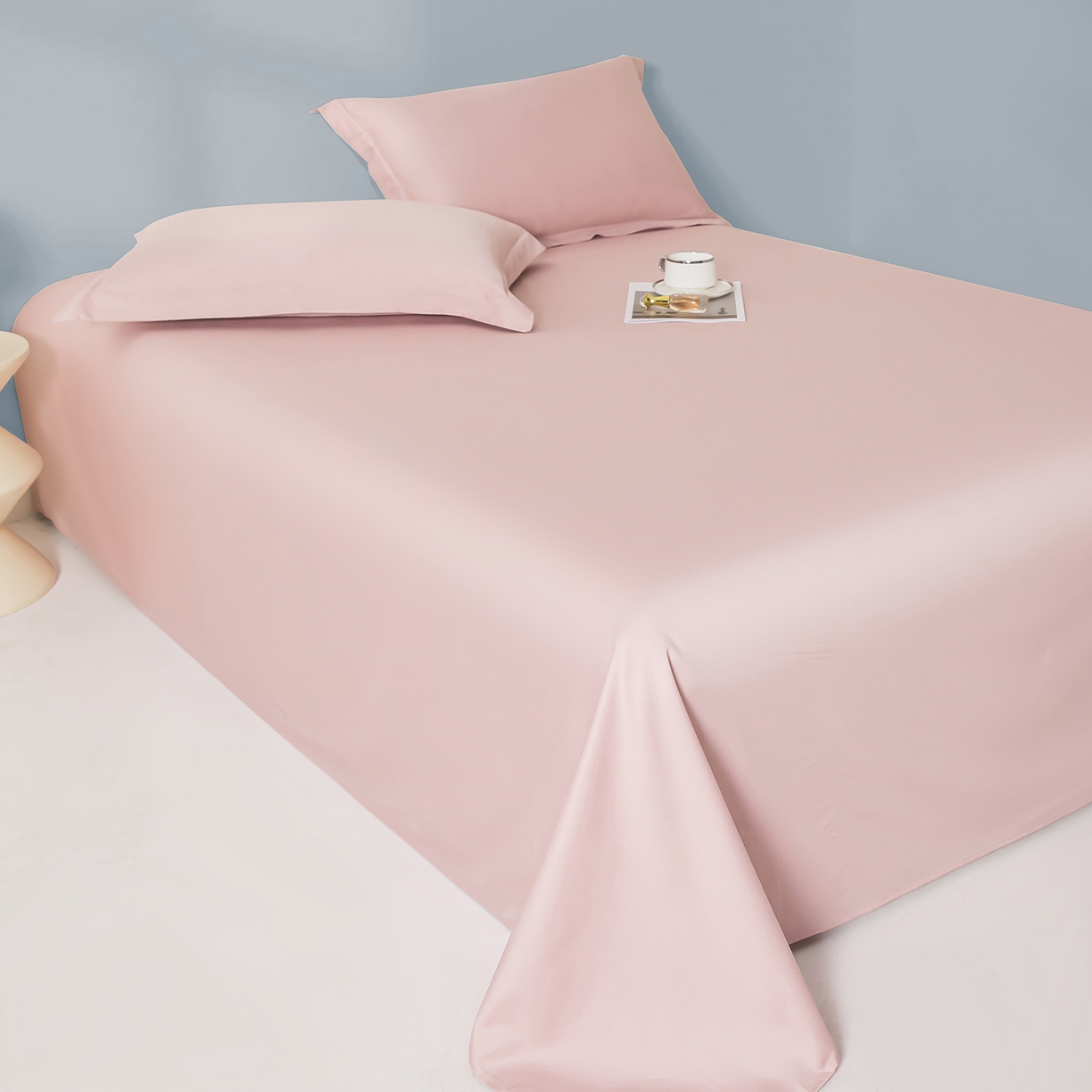 91家纺网 家纺一手货源 找家纺 佑金甜 2026新款A类60支新疆长绒棉纯棉床单系列单品床单床单单件 杏花粉