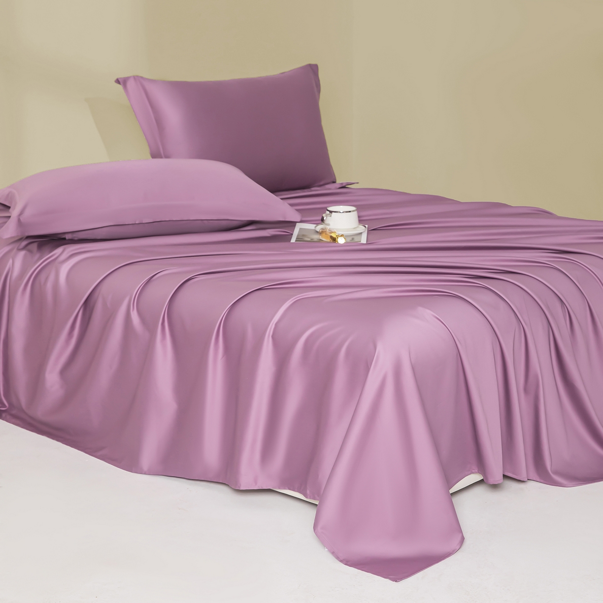 91家纺网 家纺一手货源 找家纺 佑金甜 2026新款A类60支新疆长绒棉纯棉床单系列单品床单床单单件 紫瑞