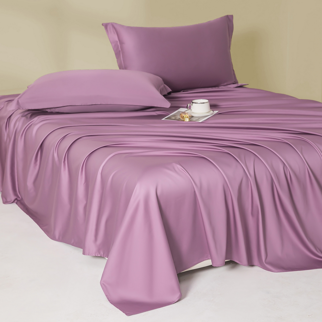 91家纺网 家纺一手货源 找家纺 佑金甜 2026新款A类60支新疆长绒棉纯棉床单系列单品床单床单单件 紫瑞