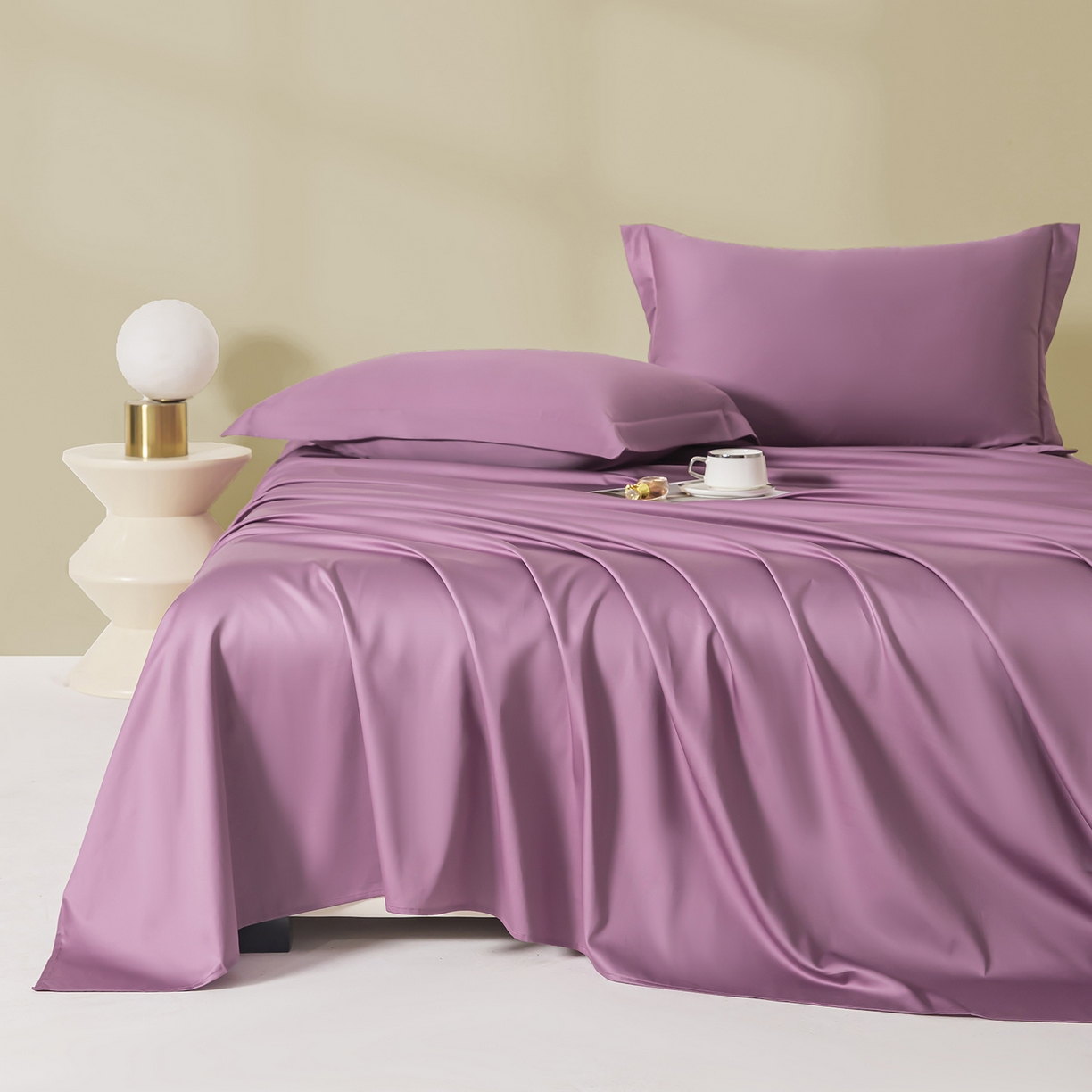 91家纺网 家纺一手货源 找家纺 佑金甜 2026新款A类60支新疆长绒棉纯棉床单系列单品床单床单单件 紫瑞