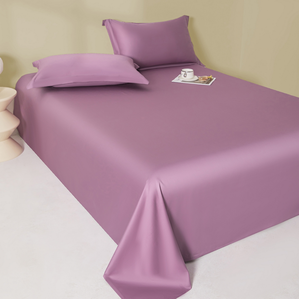 91家纺网 家纺一手货源 找家纺 佑金甜 2026新款A类60支新疆长绒棉纯棉床单系列单品床单床单单件 紫瑞