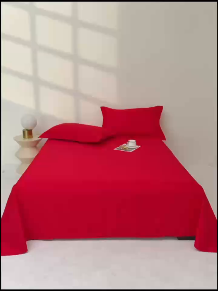 91家纺网 家纺一手货源 找家纺 佑金甜 2026新款A类60支新疆长绒棉纯棉床单系列单品床单床单单件 朱砂红