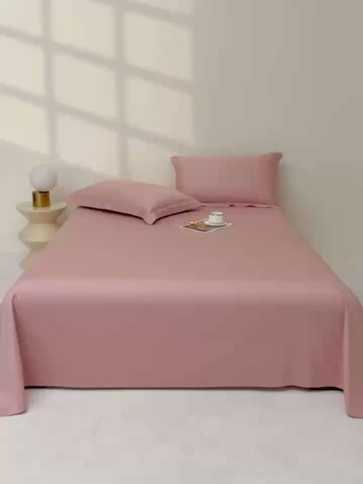 91家纺网 家纺一手货源 找家纺 佑金甜 2026新款A类60支新疆长绒棉纯棉床单系列单品床单床单单件 杏花粉