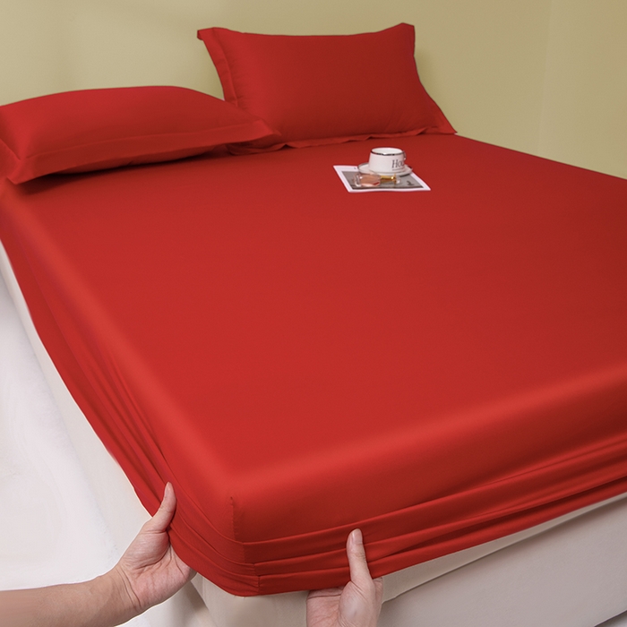 91家纺网 家纺一手货源 找家纺 佑金甜 2026新款A类60支新疆长绒棉纯棉床笠系列单品床笠床笠单件 朱砂红