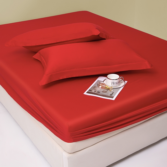 91家纺网 家纺一手货源 找家纺 佑金甜 2026新款A类60支新疆长绒棉纯棉床笠系列单品床笠床笠单件 朱砂红