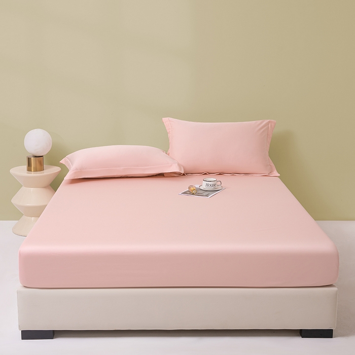 91家纺网 家纺一手货源 找家纺 佑金甜 2026新款A类60支新疆长绒棉纯棉床笠系列单品床笠床笠单件 落樱粉