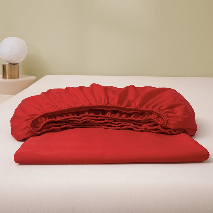 91家纺网 家纺一手货源 找家纺 佑金甜 2026新款A类60支新疆长绒棉纯棉床笠系列单品床笠床笠单件 朱砂红