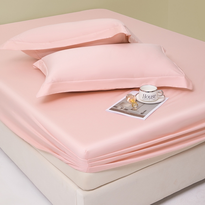 91家纺网 家纺一手货源 找家纺 佑金甜 2026新款A类60支新疆长绒棉纯棉床笠系列单品床笠床笠单件 落樱粉