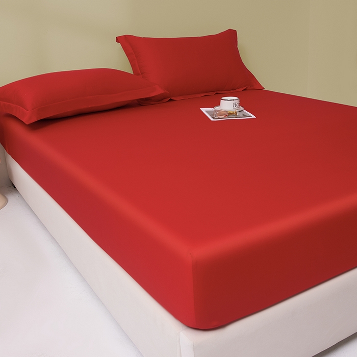 91家纺网 家纺一手货源 找家纺 佑金甜 2026新款A类60支新疆长绒棉纯棉床笠系列单品床笠床笠单件 朱砂红