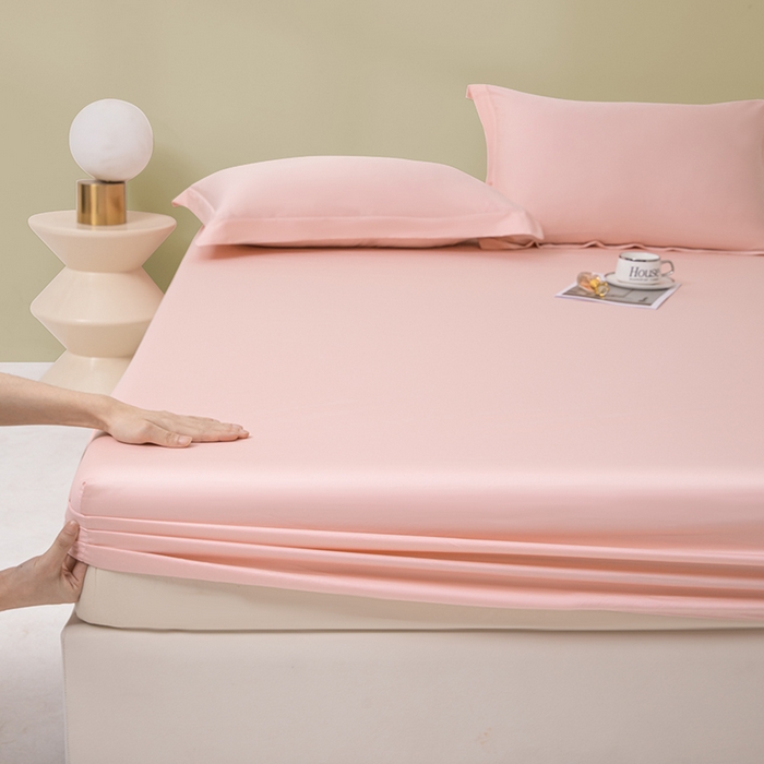 91家纺网 家纺一手货源 找家纺 佑金甜 2026新款A类60支新疆长绒棉纯棉床笠系列单品床笠床笠单件 落樱粉