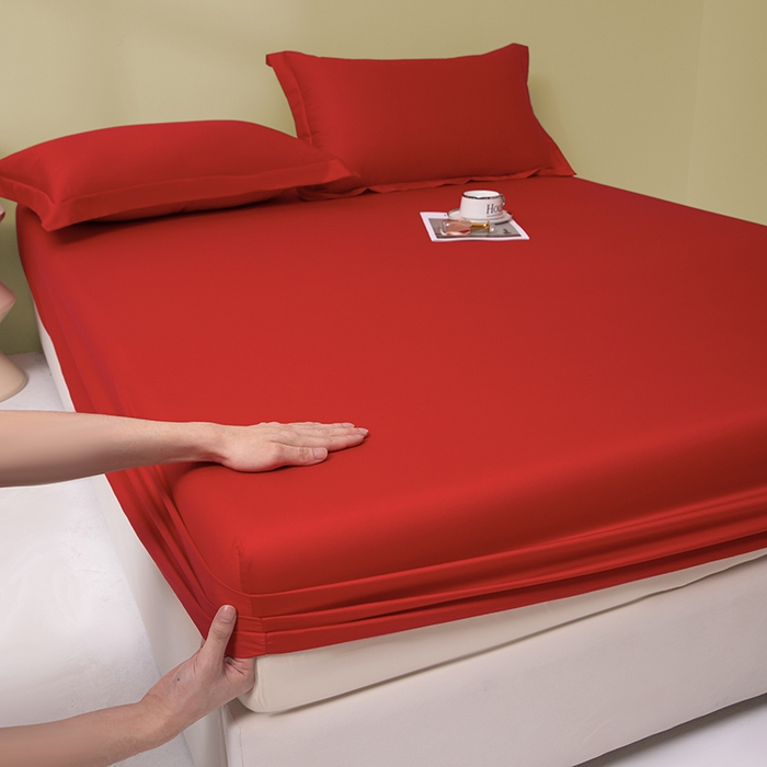 佑金甜 2026新款A类60支新疆长绒棉纯棉床笠系列单品床笠床笠单件 朱砂红