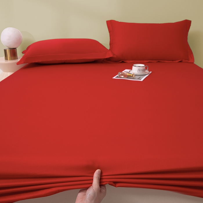 91家纺网 家纺一手货源 找家纺 佑金甜 2026新款A类60支新疆长绒棉纯棉床笠系列单品床笠床笠单件 朱砂红