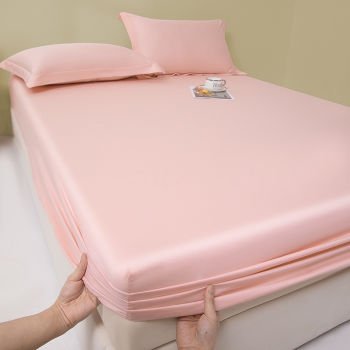 91家纺网 家纺一手货源 找家纺 佑金甜 2026新款A类60支新疆长绒棉纯棉床笠系列单品床笠床笠单件 落樱粉