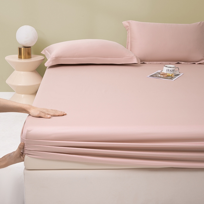 91家纺网 家纺一手货源 找家纺 佑金甜 2026新款A类60支新疆长绒棉纯棉床笠系列单品床笠床笠单件 杏花粉