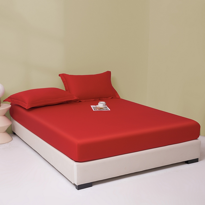 91家纺网 家纺一手货源 找家纺 佑金甜 2026新款A类60支新疆长绒棉纯棉床笠系列单品床笠床笠单件 朱砂红