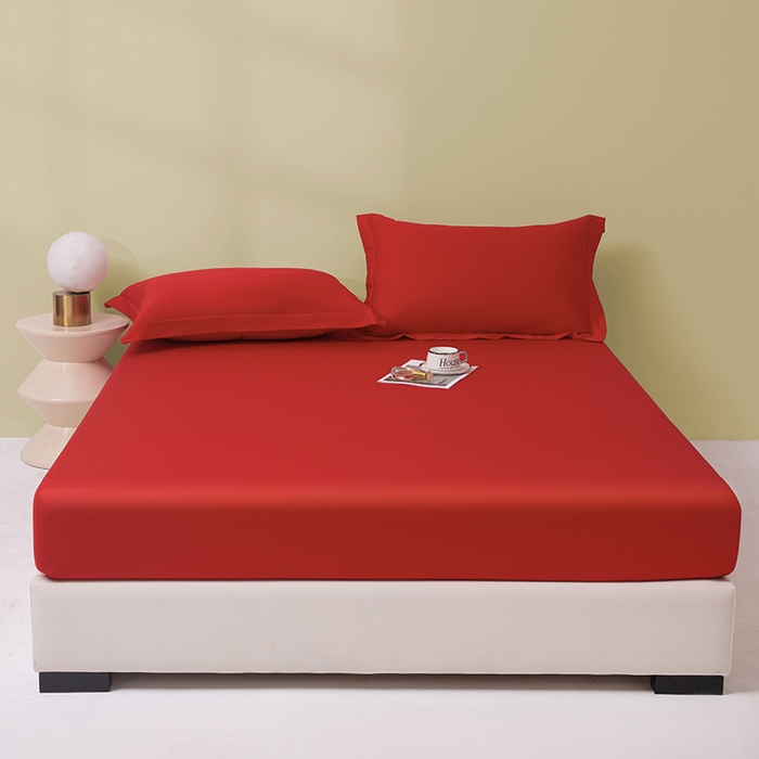 91家纺网 家纺一手货源 找家纺 佑金甜 2026新款A类60支新疆长绒棉纯棉床笠系列单品床笠床笠单件 朱砂红