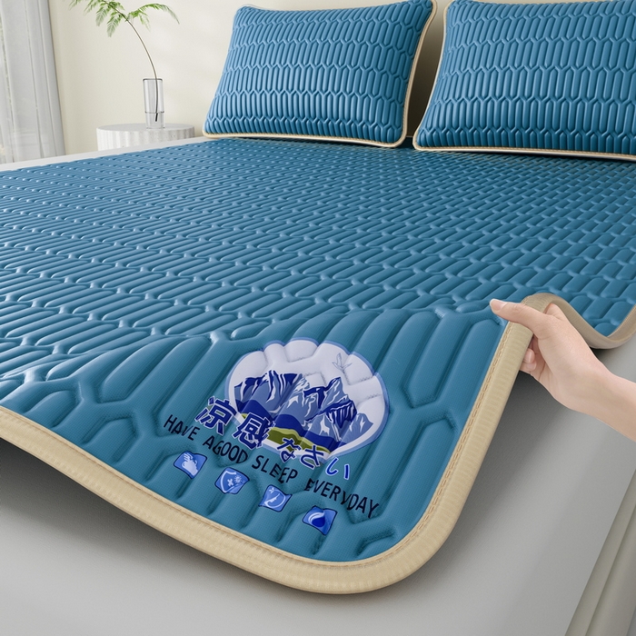 91家纺网 家纺一手货源 找家纺 （总）奇丝雅 2026新款夏季A类乳胶凉席冰丝席纯色家用双人冰丝凉席席子-大床