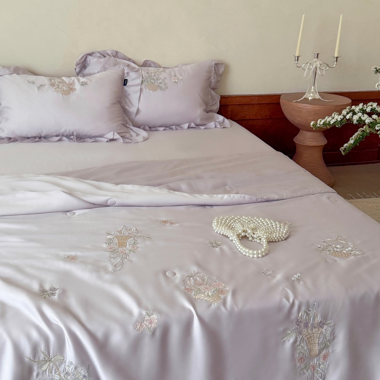 91家纺网 家纺一手货源 找家纺 鹿班家居 2026春夏新款60S兰精天丝刺绣夏被夏凉被空调被系列-夏花（标准会员-20元） 夏花-紫色