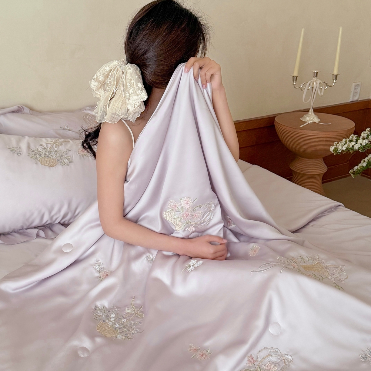 91家纺网 家纺一手货源 找家纺 鹿班家居 2026春夏新款60S兰精天丝刺绣夏被夏凉被空调被系列-夏花（标准会员-20元） 夏花-紫色