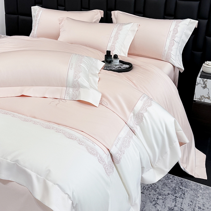 91家纺网 家纺一手货源 找家纺 （总）丞音家纺 2026新款A类少女公主风双股100支贡缎长绒棉四件套刺绣被套绣花床笠高档礼盒装