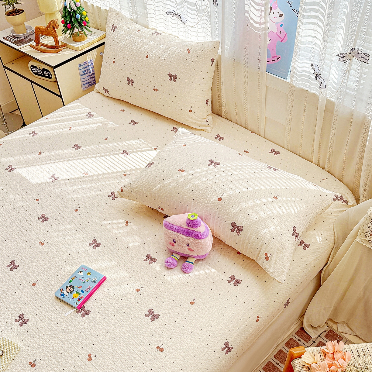 91家纺网 家纺一手货源 找家纺 （总）N先生+V 13814689556 发大图/买家秀 2026春夏新款软糯糯泡芙纱单床笠 床笠单件