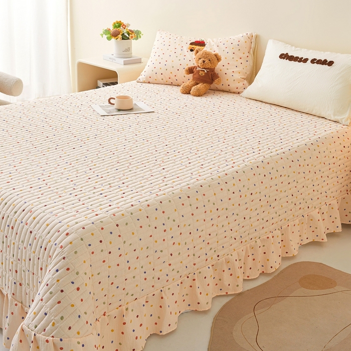 91家纺网 家纺一手货源 找家纺 （总）麦空家居 2026新款木棉皱纱春夏被床盖四件套jelly cheese系列