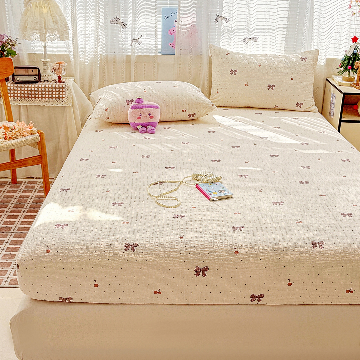 91家纺网 家纺一手货源 找家纺 （总）N先生+V 13814689556 发大图/买家秀 2026春夏新款软糯糯泡芙纱单床笠 床笠单件