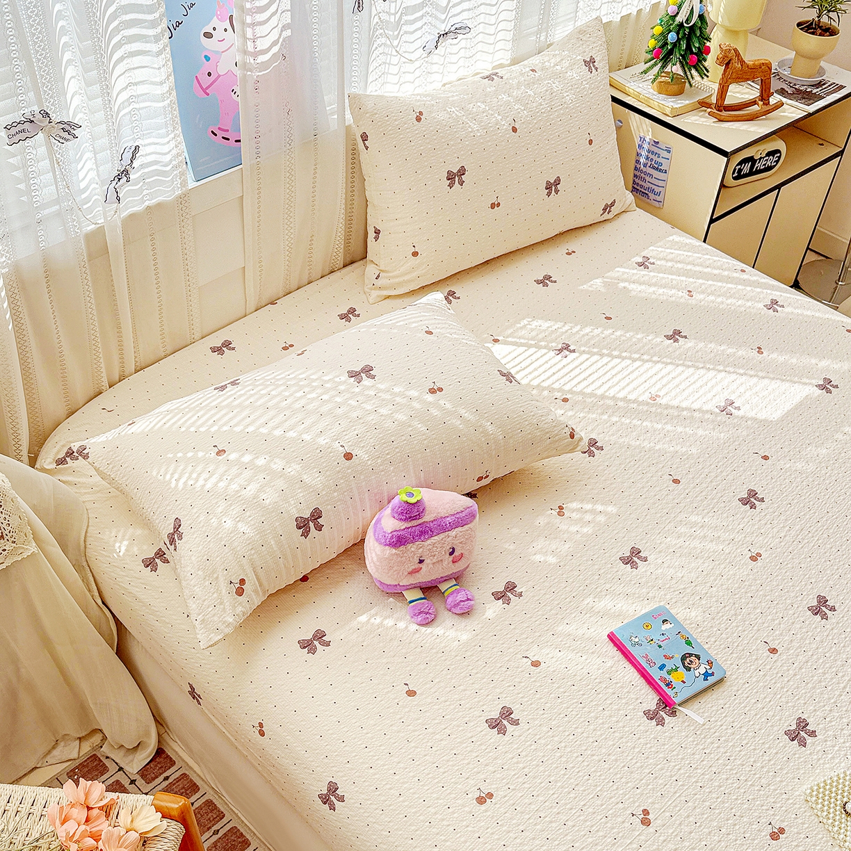 91家纺网 家纺一手货源 找家纺 （总）N先生+V 13814689556 发大图/买家秀 2026春夏新款软糯糯泡芙纱单床笠 床笠单件