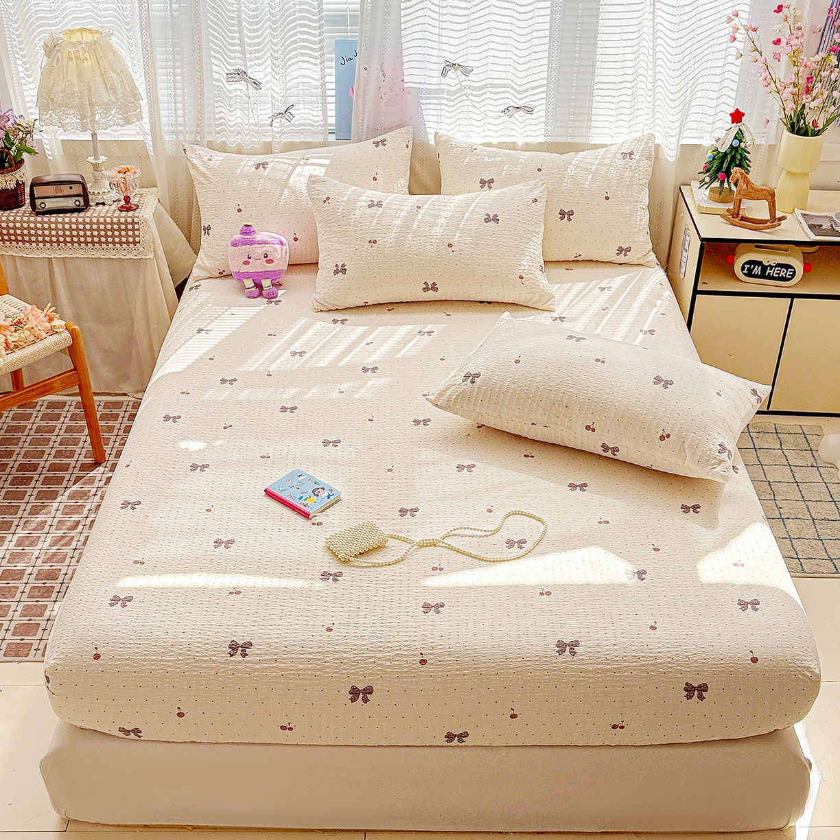 91家纺网 家纺一手货源 找家纺 （总）N先生+V 13814689556 发大图/买家秀 2026春夏新款软糯糯泡芙纱单床笠 床笠单件