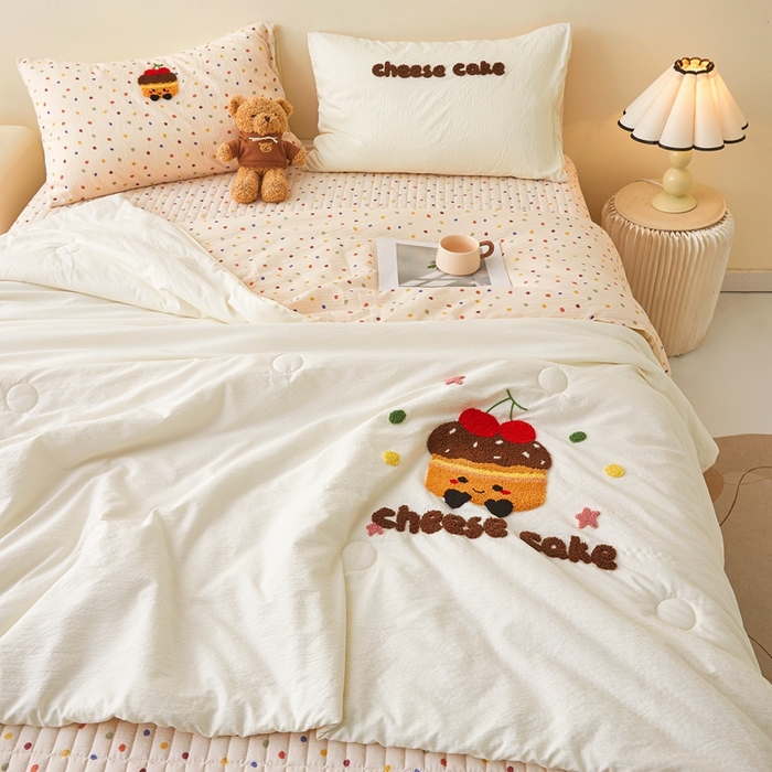 91家纺网 家纺一手货源 找家纺 （总）麦空家居 2026新款木棉皱纱春夏被床盖四件套jelly cheese系列