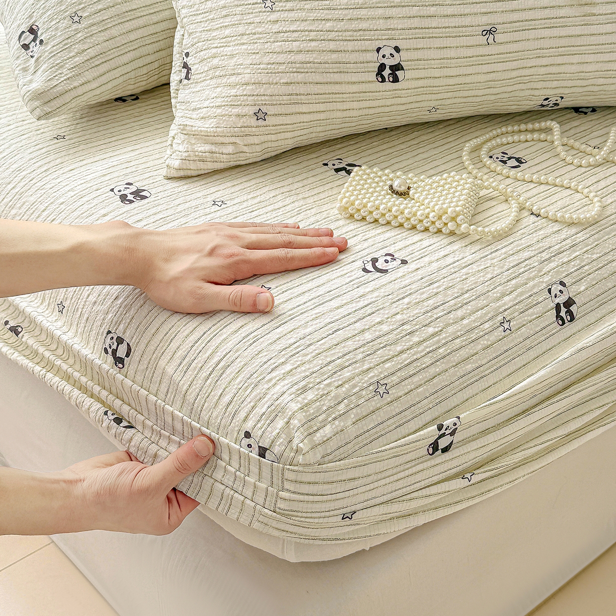 91家纺网 家纺一手货源 找家纺 （总）N先生+V 13814689556 发大图/买家秀 2026春夏新款软糯糯泡芙纱单床笠 床笠单件