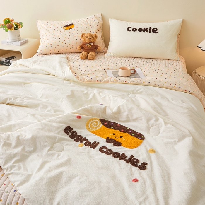 91家纺网 家纺一手货源 找家纺 （总）麦空家居 2026新款木棉皱纱春夏被床盖四件套jelly cheese系列