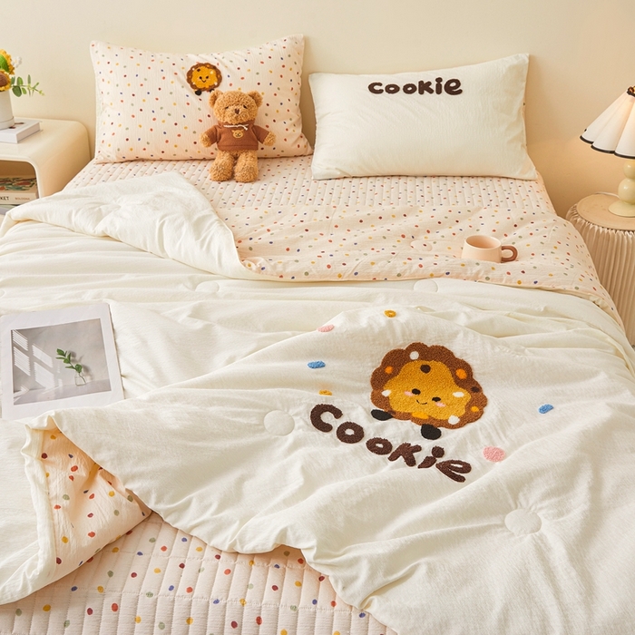 91家纺网 家纺一手货源 找家纺 （总）麦空家居 2026新款木棉皱纱春夏被床盖四件套jelly cheese系列