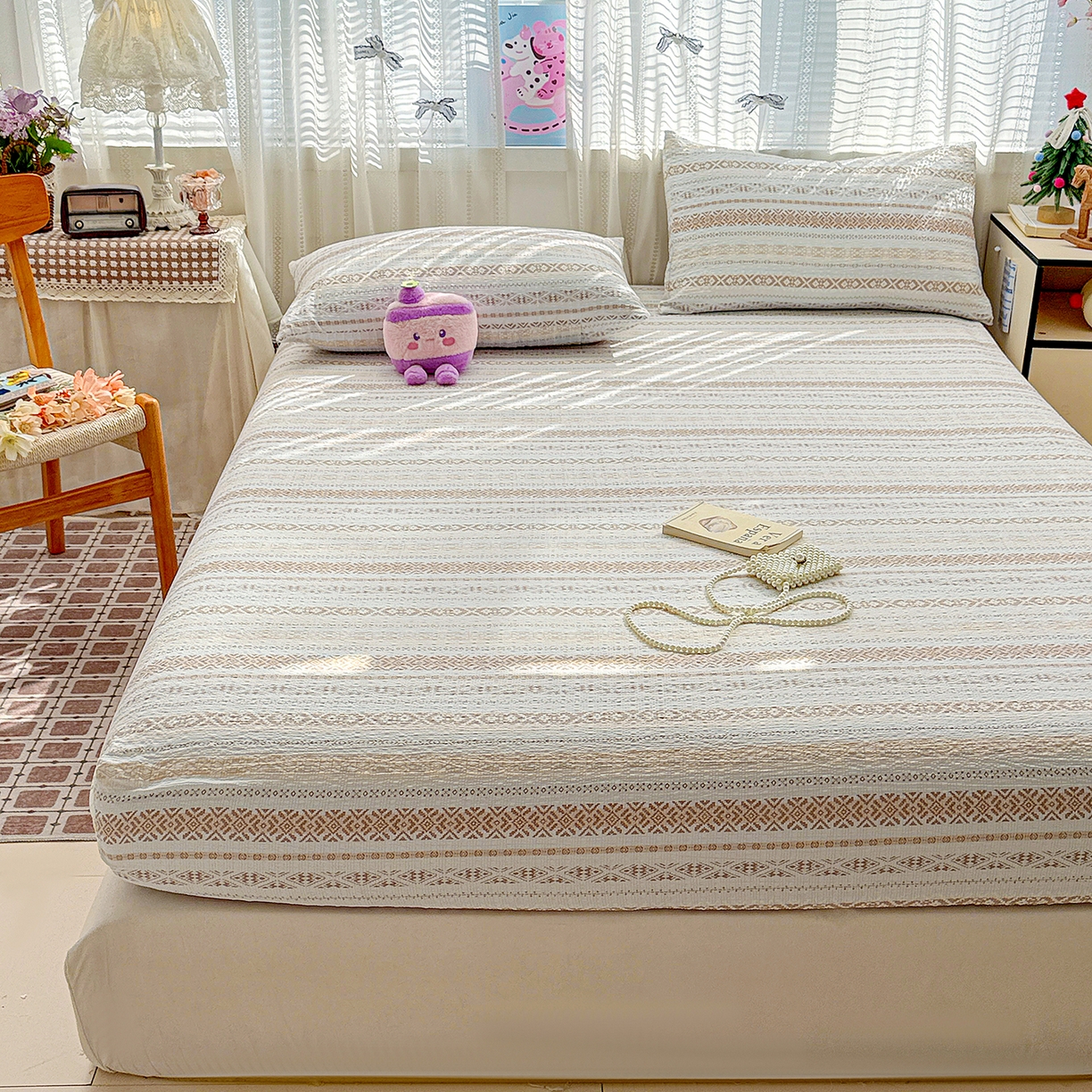 91家纺网 家纺一手货源 找家纺 N先生+V 13814689556 发大图/买家秀 2026春夏新款软糯糯泡芙纱单床笠 床笠单件 遇见（床笠）