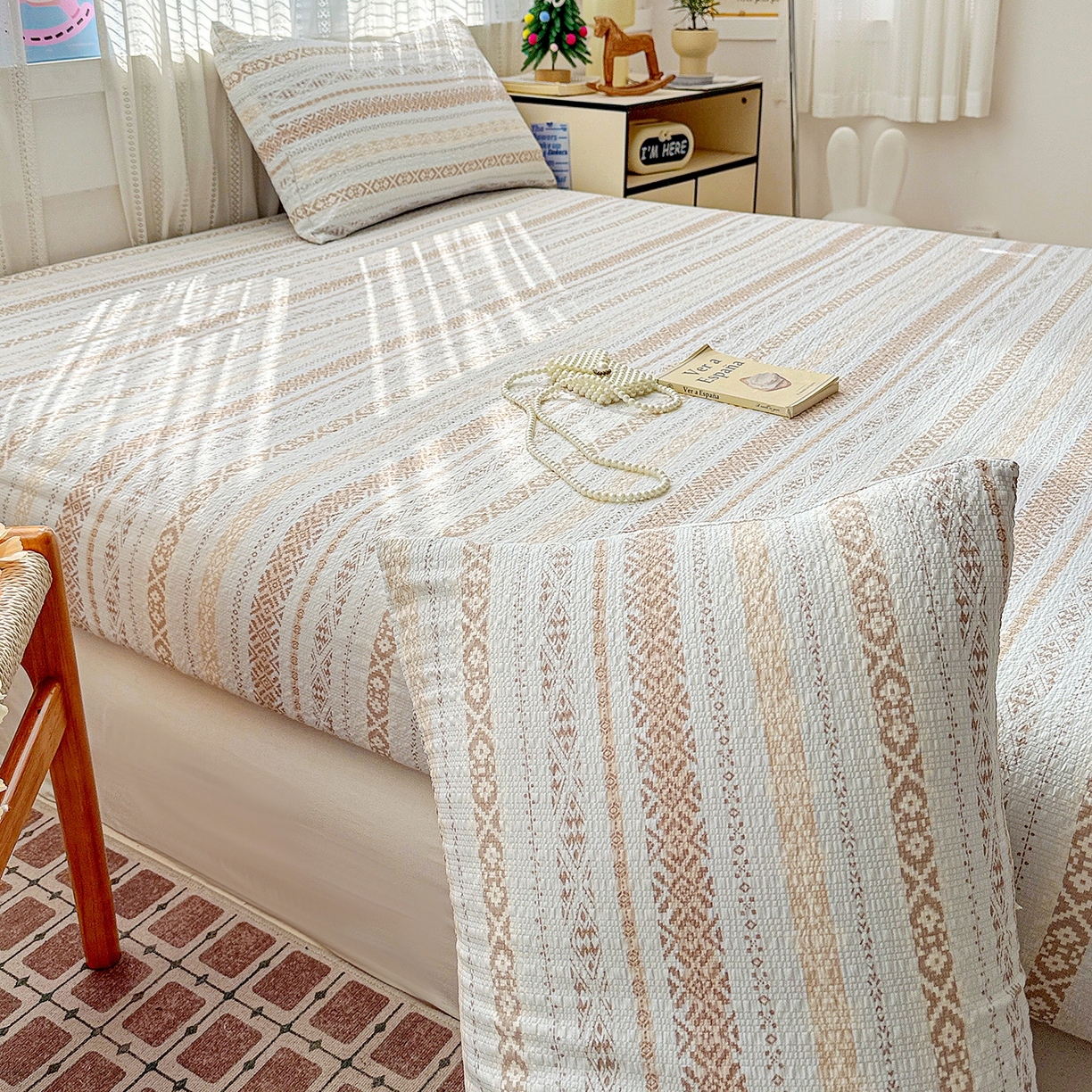 91家纺网 家纺一手货源 找家纺 N先生+V 13814689556 发大图/买家秀 2026春夏新款软糯糯泡芙纱单床笠 床笠单件 遇见（床笠）