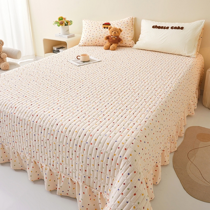 91家纺网 家纺一手货源 找家纺 麦空家居 2026新款木棉皱纱春夏被床盖四件套jelly cheese系列 樱桃蛋糕