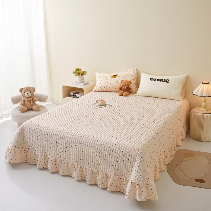 91家纺网 家纺一手货源 找家纺 麦空家居 2026新款木棉皱纱春夏被床盖四件套jelly cheese系列 毛巾卷