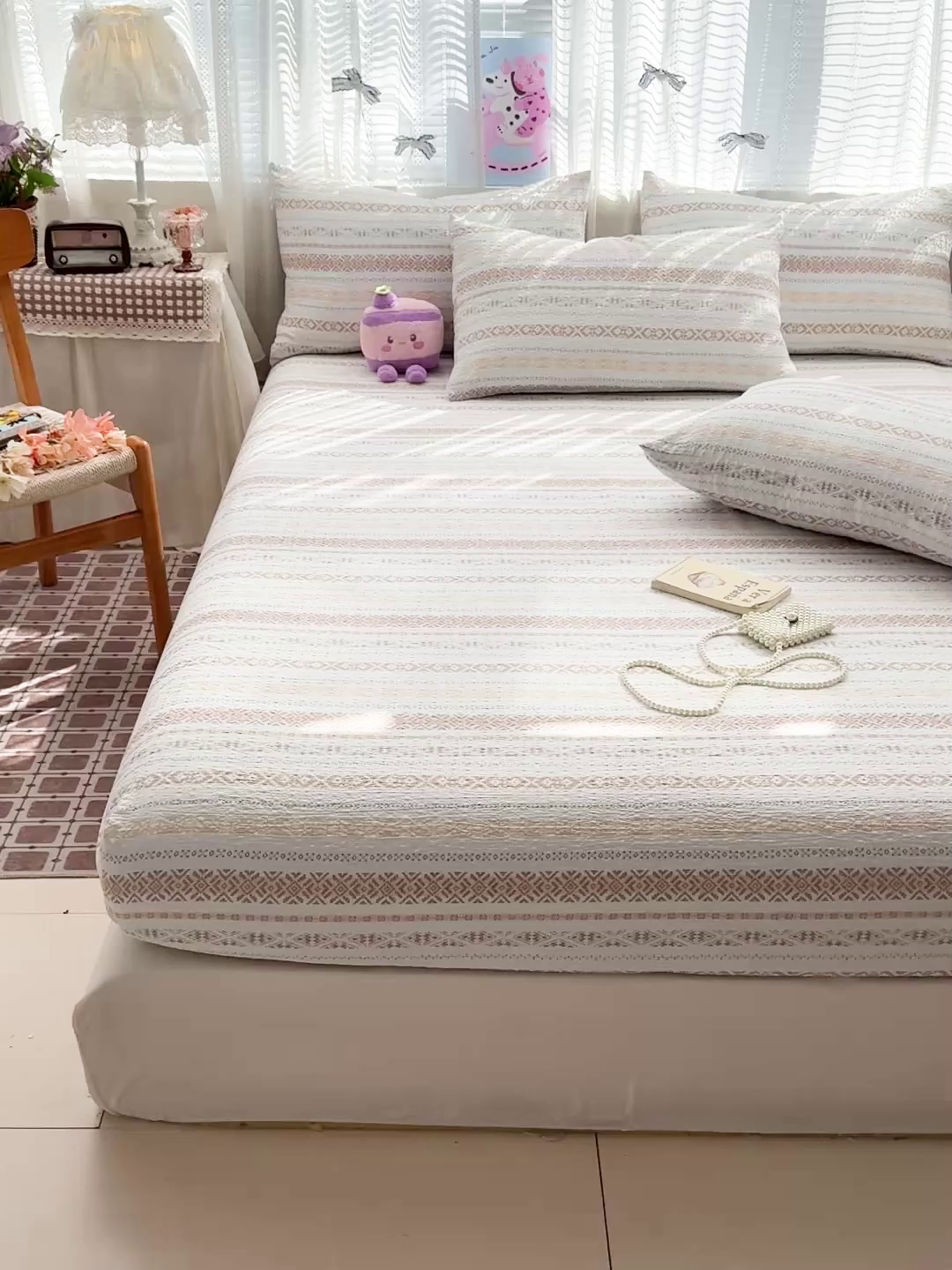 91家纺网 家纺一手货源 找家纺 N先生+V 13814689556 发大图/买家秀 2026春夏新款软糯糯泡芙纱单床笠 床笠单件 遇见（床笠）