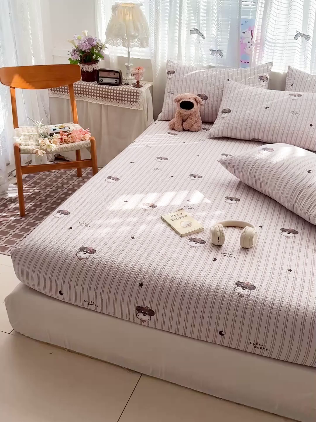 91家纺网 家纺一手货源 找家纺 N先生+V 13814689556 发大图/买家秀 2026春夏新款软糯糯泡芙纱单床笠 床笠单件 雪纳瑞（床笠）